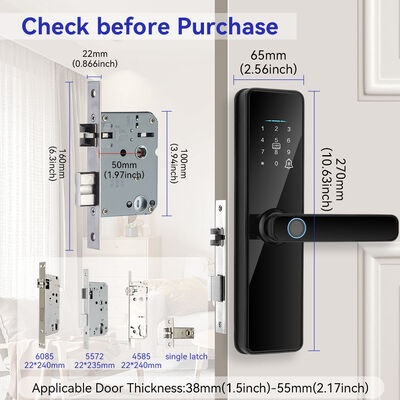 Qleung S811 Smart Door Lock with Semiconductor Live Fingerprint Reader, Multiple Unlock Methods, and Aluminium Alloy + Tempered Glass Construction
