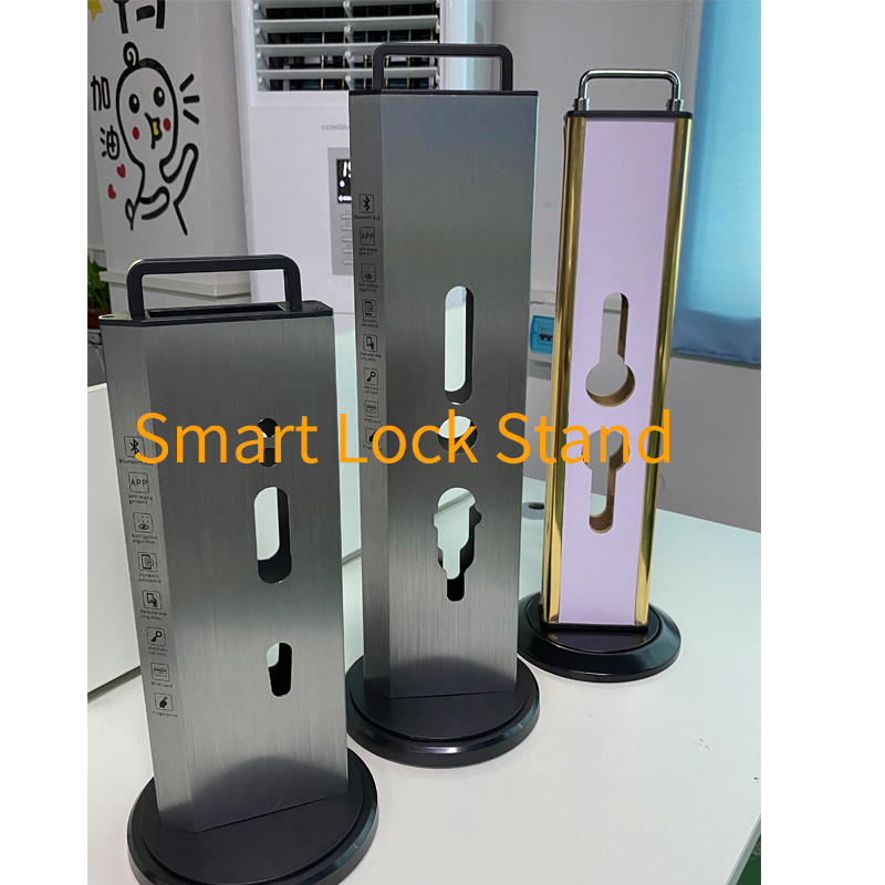 Rotating Smart Lock Display Stand for Exhibition Hall with Fingerprint Locks Compatibility
