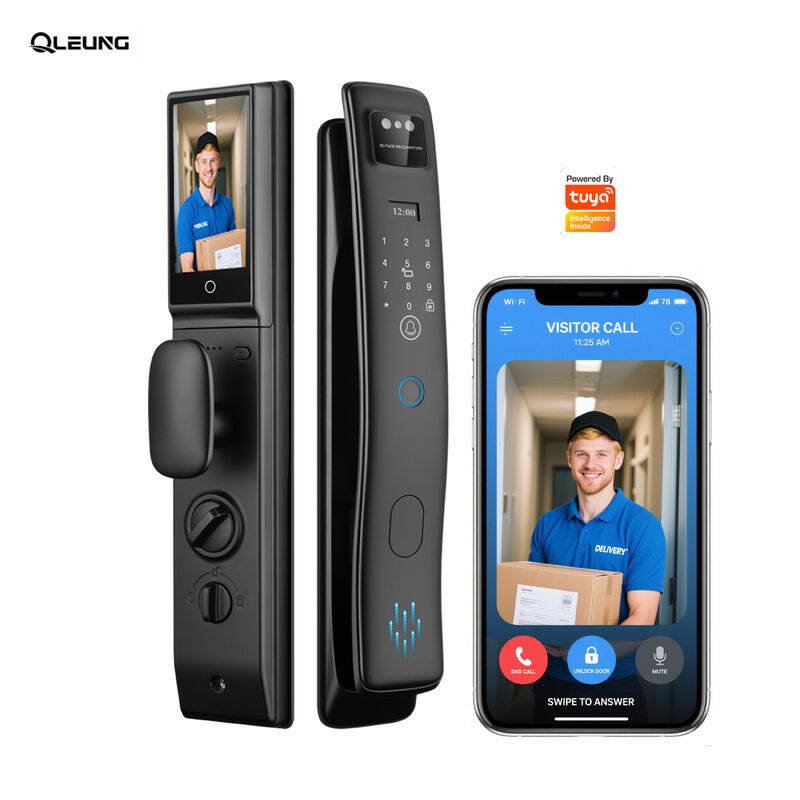 Qleung S958max Smart Door Lock with 3D HD Camera Facial Recognition and Tuya App Remote Control