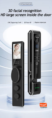 Fechadura de porta facial multilíngue com fechadura automática de porta de segurança de intercomunicação