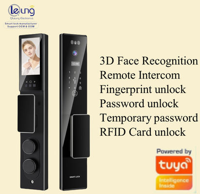 Qleung S555Max Face ID Video Intercom Identificação de impressões digitais Cartão chave Código Tuya App Controle remoto Smart Door Lock