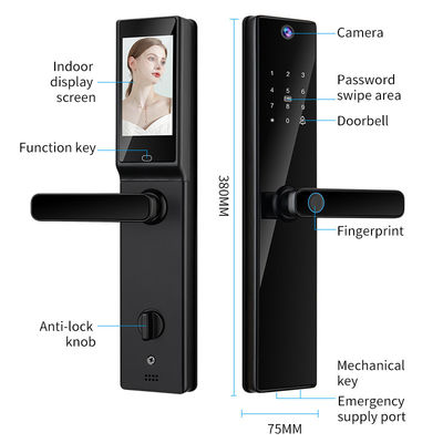 Qleung Tuya Wifi Remote Control HD Camera Video Intercom Cartão de código de impressão digital chave S819-2Max Smart Home Door Lock