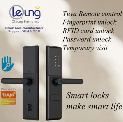 Qleung S829 Tuya Wifi controle remoto impressão digital cartão de código segurança sem chave fechadura de porta inteligente para casa hotel