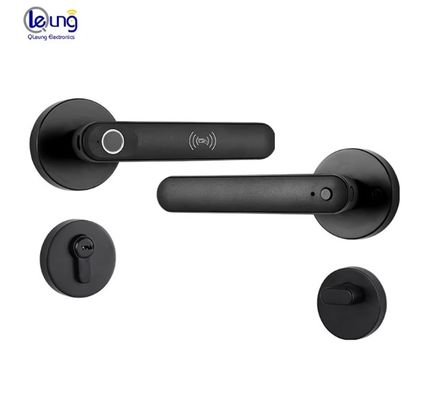 Qleung S607L Classic Black Tuya BLE APP Fechaduras de Portas Inteligentes com Impressão Digital e Chave, Fechadura de Porta Inteligente para Apartamento e Casa, Interior