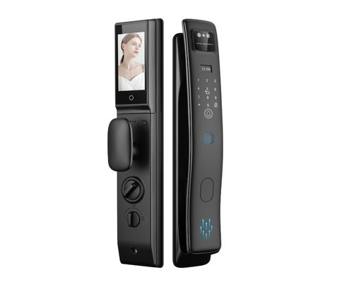 Fechadura de porta Qleung S958Max Tuya com cartão, senha, reconhecimento facial, impressão digital e palma para apartamento e casa