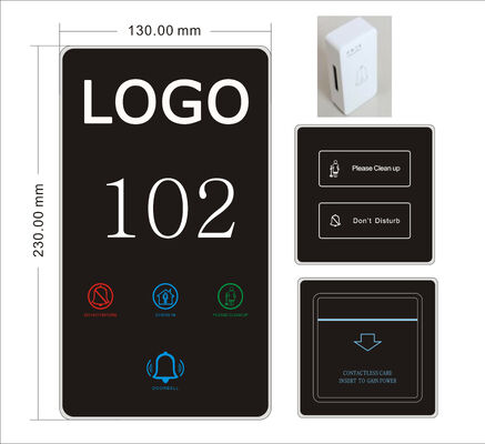 QL-E1 Hotéis LED Porta-Plata Número de quarto Logotipo personalizado acrílico Switch de toque Porta-Plata de hotel com DND Switch